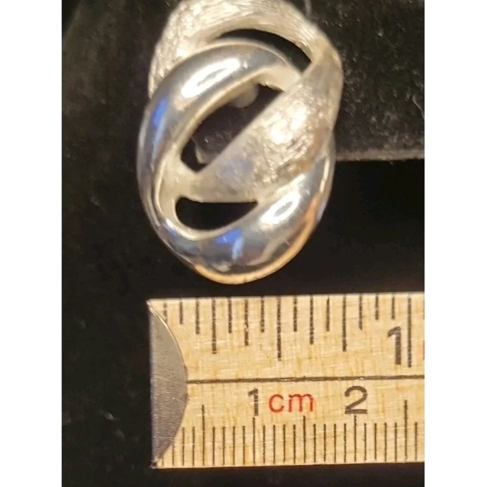 Napier Vintage Earrings Shiny Silver Chunky Linked Chain Loop Signed 1980s